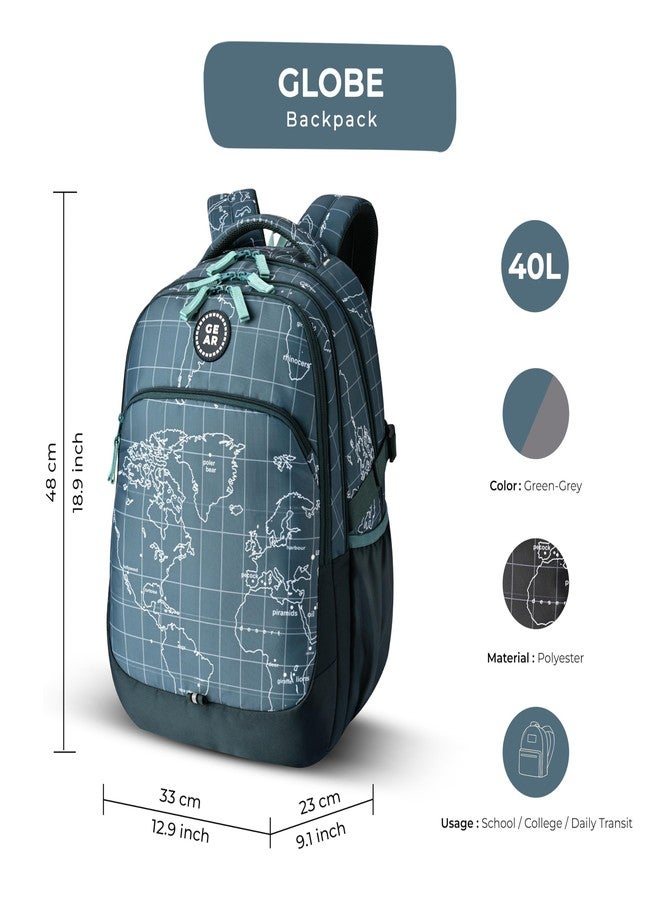 Gear Globe Trotter 4 Compartment Backpack 19"/40L Large Water Resistant School Bag/Casual 4 Compartment Backpack/Daypack/Kids Bag for Boys/Girls (Green-Mint) - Image 2